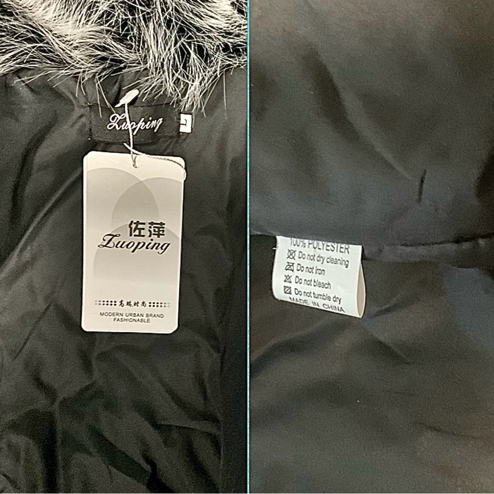 NWT  Faux Fur Arctic Fox Silver Black Long Thick Heavy Beautifulb Coat Large - Picture 10 of 16